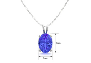 1 Carat Oval Shape Tanzanite Necklace In Sterling Silver, 18 Inches By SuperJeweler