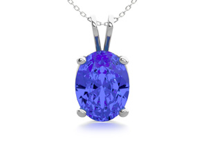 1 1/3 Carat Oval Shape Tanzanite Necklace In Sterling Silver, 18 Inches By SuperJeweler