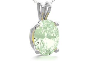 1 Carat Oval Shape Green Amethyst Necklace In Sterling Silver, 18 Inches By SuperJeweler
