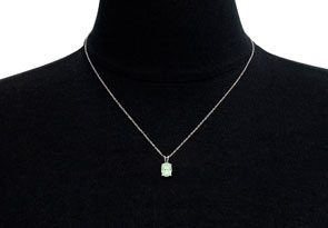 1 Carat Oval Shape Green Amethyst Necklace In Sterling Silver, 18 Inches By SuperJeweler