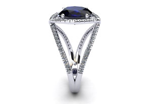 2 Carat Oval Shape Sapphire & Halo Diamond Ring In 14K White Gold (3.5 G), H/I By SuperJeweler