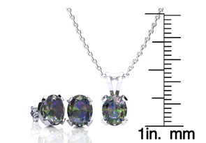 3 Carat Oval Shape Mystic Topaz Necklace & Earring Set In Sterling Silver By SuperJeweler