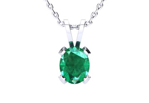 3 Carat Oval Shape Emerald Necklaces & Earring Set In Sterling Silver, 18 Inch Chain By SuperJeweler