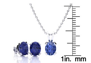 3 Carat Oval Shape Tanzanite Necklace & Earring Set In Sterling Silver By SuperJeweler