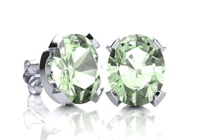 3 Carat Oval Shape Green Amethyst Necklace & Earring Set In Sterling Silver By SuperJeweler