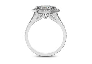 1 Carat Marquise Shape Antique Halo Diamond Engagement Ring In 14K White Gold (4.6 G) (H-I, SI2-I1) By SuperJeweler