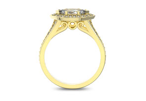 1 Carat Marquise Shape Antique Halo Diamond Engagement Ring In 14K Yellow Gold (4.6 G) (H-I, SI2-I1) By SuperJeweler