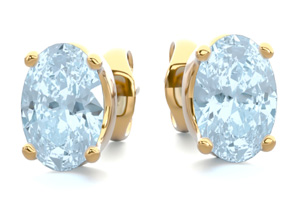 1 Carat Oval Shape Aquamarine Stud Earrings In 14K Yellow Gold Over Sterling Silver By SuperJeweler