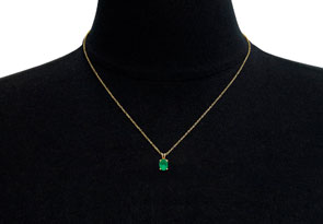 1/2 Carat Oval Shape Emerald Necklaces In 14K Yellow Gold Over Sterling Silver, 18 Inch Chain By SuperJeweler