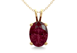 1 Carat Oval Shape Garnet Necklace In 14K Yellow Gold Over Sterling Silver, 18 Inches By SuperJeweler