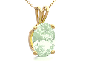 3/4 Carat Oval Shape Green Amethyst Necklace In 14K Yellow Gold Over Sterling Silver, 18 Inches By SuperJeweler