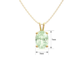 3/4 Carat Oval Shape Green Amethyst Necklace In 14K Yellow Gold Over Sterling Silver, 18 Inches By SuperJeweler