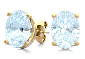 2 1/3 Carat Oval Shape Aquamarine Stud Earrings In 14K Yellow Gold Over Sterling Silver By SuperJeweler
