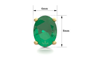 2 1/3 Carat Oval Shape Emerald Stud Earrings In 14K Yellow Gold Over Sterling Silver By SuperJeweler
