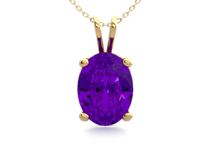1 Carat Oval Shape Amethyst Necklace In 14K Yellow Gold Over Sterling Silver, 18 Inches By SuperJeweler