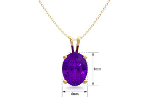 1 Carat Oval Shape Amethyst Necklace In 14K Yellow Gold Over Sterling Silver, 18 Inches By SuperJeweler