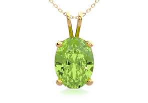 1 1/3 Carat Oval Shape Peridot Necklace In 14K Yellow Gold Over Sterling Silver, 18 Inches By SuperJeweler