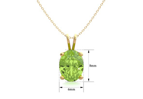 1 1/3 Carat Oval Shape Peridot Necklace In 14K Yellow Gold Over Sterling Silver, 18 Inches By SuperJeweler