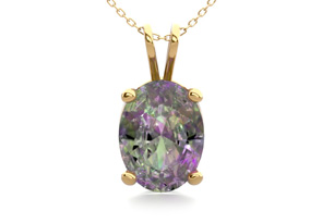 1-1/2 Carat Oval Shape Mystic Topaz Necklace In 14K Yellow Gold Over Sterling Silver, 18 Inches By SuperJeweler