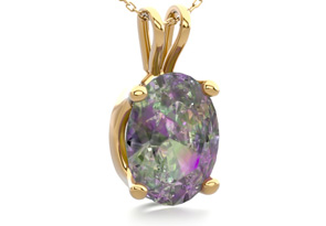 1-1/2 Carat Oval Shape Mystic Topaz Necklace In 14K Yellow Gold Over Sterling Silver, 18 Inches By SuperJeweler