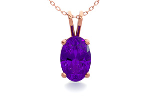1/2 Carat Oval Shape Amethyst Necklace In 14K Rose Gold Over Sterling Silver, 18 Inches By SuperJeweler