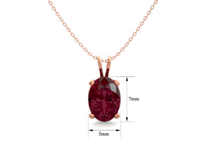 1 Carat Oval Shape Garnet Necklace In 14K Rose Gold Over Sterling Silver, 18 Inches By SuperJeweler