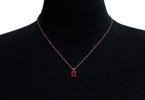 1 Carat Oval Shape Garnet Necklace In 14K Rose Gold Over Sterling Silver, 18 Inches By SuperJeweler