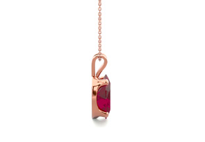 1 Carat Oval Shape Ruby Necklace In 14K Rose Gold Over Sterling Silver, 18 Inches By SuperJeweler