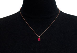 1 Carat Oval Shape Ruby Necklace In 14K Rose Gold Over Sterling Silver, 18 Inches By SuperJeweler