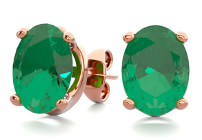 2 1/3 Carat Oval Shape Emerald Stud Earrings In 14K Rose Gold Over Sterling Silver By SuperJeweler