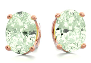 2 Carat Oval Shape Green Amethyst Stud Earrings In 14K Rose Gold Over Sterling Silver By SuperJeweler
