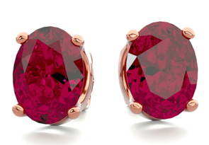 3 Carat Oval Shape Ruby Stud Earrings In 14K Rose Gold Over Sterling Silver By SuperJeweler