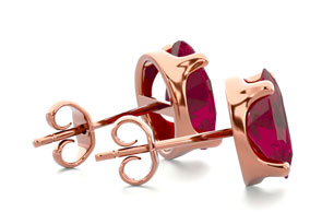 3 Carat Oval Shape Ruby Stud Earrings In 14K Rose Gold Over Sterling Silver By SuperJeweler