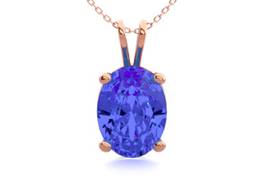 1 1/3 Carat Oval Shape Tanzanite Necklace In 14K Rose Gold Over Sterling Silver, 18 Inches By SuperJeweler