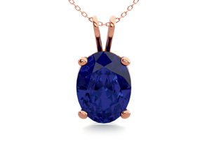 1.5 Carat Oval Shape Sapphire Necklace In 14K Rose Gold Over Sterling Silver, 18 Inches By SuperJeweler
