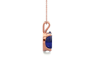 1.5 Carat Oval Shape Sapphire Necklace In 14K Rose Gold Over Sterling Silver, 18 Inches By SuperJeweler