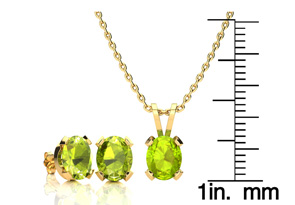 3 Carat Oval Shape Peridot Necklace & Earring Set In 14K Yellow Gold Over Sterling Silver By SuperJeweler