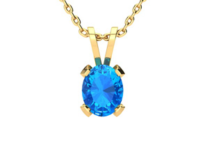 3 Carat Oval Shape Blue Topaz Necklace & Earring Set In 14K Yellow Gold Over Sterling Silver By SuperJeweler