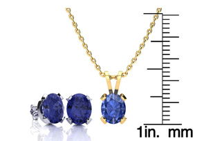 3 Carat Oval Shape Tanzanite Necklace & Earring Set In 14K Yellow Gold Over Sterling Silver By SuperJeweler