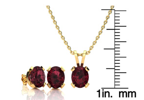 3 Carat Oval Shape Garnet Necklace & Earring Set In 14K Yellow Gold Over Sterling Silver By SuperJeweler