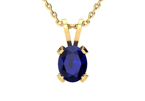 3 Carat Oval Shape Sapphire Necklace & Earring Set In 14K Yellow Gold Over Sterling Silver By SuperJeweler
