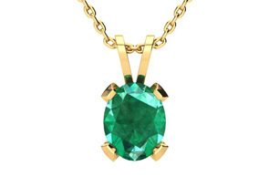 3-1/2 Carat Oval Shape Emerald Necklaces & Earring Set In 14K Yellow Gold Over Sterling Silver, 18 Inch Chain By SuperJeweler