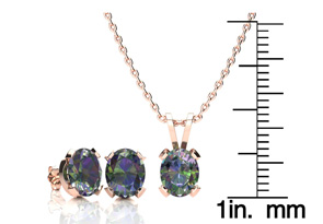 3 Carat Oval Shape Mystic Topaz Necklace & Earring Set In 14K Rose Gold Over Sterling Silver, 18 Inches By SuperJeweler