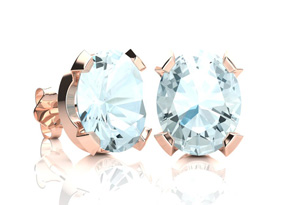 3 Carat Oval Shape Aquamarine Necklace & Earring Set In 14K Rose Gold Over Sterling Silver By SuperJeweler