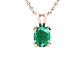 3 Carat Oval Shape Emerald Necklaces & Earring Set In 14K Rose Gold Over Sterling Silver, 18 Inch Chain By SuperJeweler