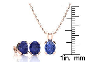 3 Carat Oval Shape Tanzanite Necklace & Earring Set In 14K Rose Gold Over Sterling Silver By SuperJeweler