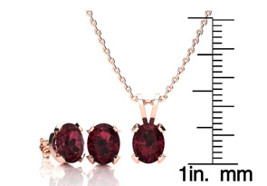 3 Carat Oval Shape Garnet Necklace & Earring Set In 14K Rose Gold Over Sterling Silver By SuperJeweler