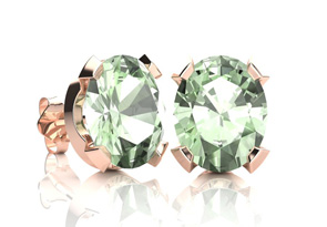 3 Carat Oval Shape Green Amethyst Necklace & Earring Set In 14K Rose Gold Over Sterling Silver By SuperJeweler