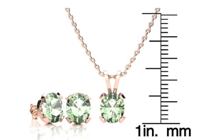3 Carat Oval Shape Green Amethyst Necklace & Earring Set In 14K Rose Gold Over Sterling Silver By SuperJeweler