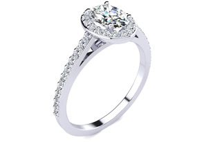 1 Carat Oval Shape Halo Diamond Engagement Ring In 14K White Gold (2.8 G) (I-J, I1-I2 Clarity Enhanced) By SuperJeweler